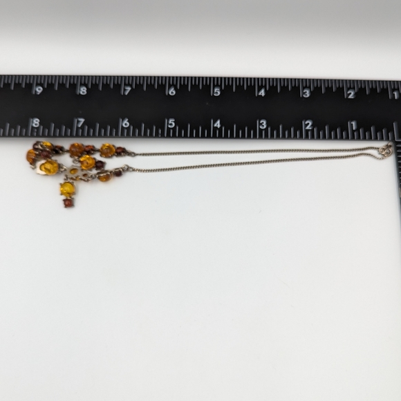 Beautiful Elegant Two tone BALTIC Amber Sterling Silver Dangles Necklace 16" lng - Picture 13 of 13